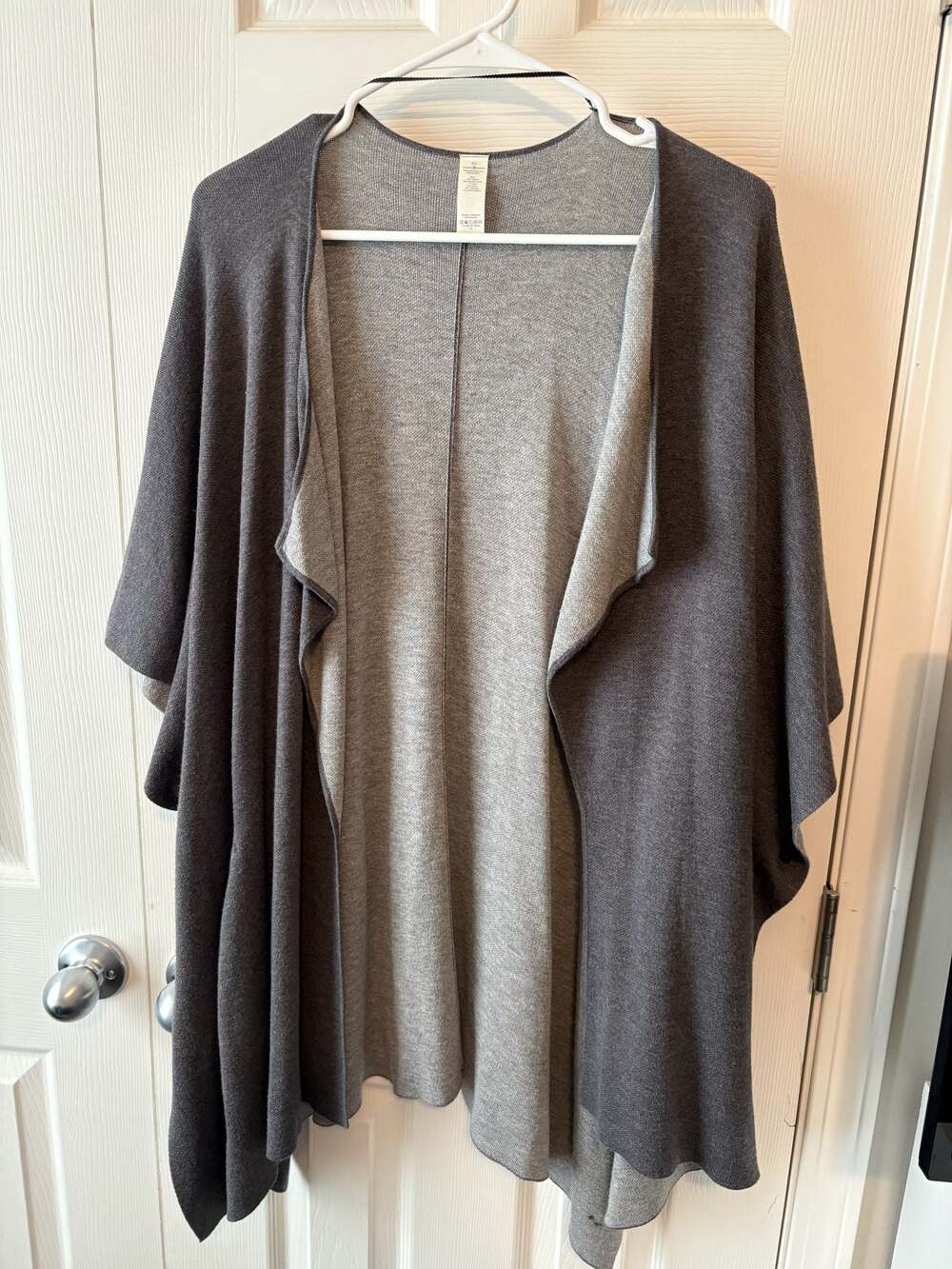 Lululemon After Asana Convertible Cardigan Poncho Cashmere blend Gray Wrap OSFA